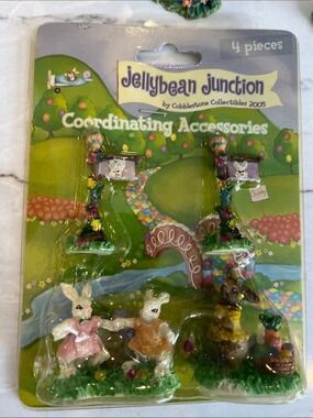 Jellybean Junction Easter Bunny Figurine Set - Pastel Green Collectible 2005